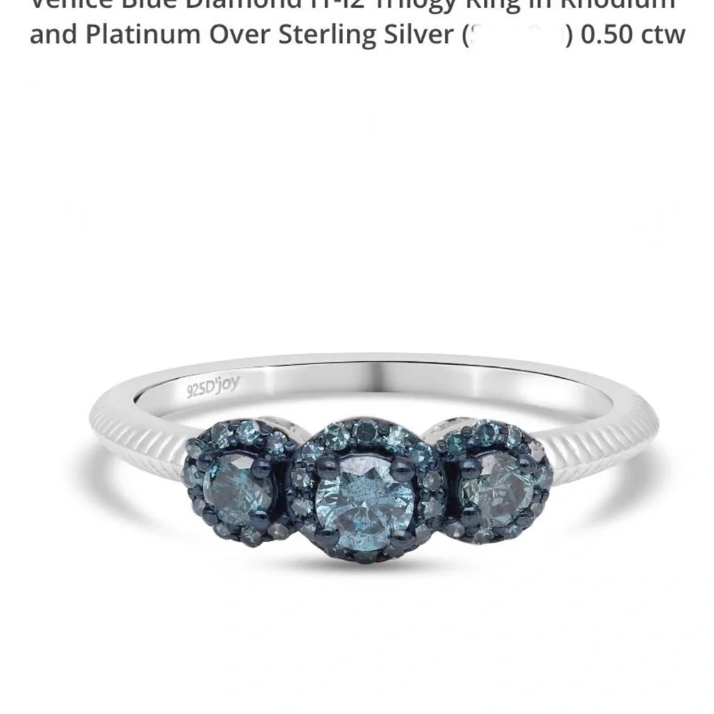 Genuine Blue Diamond trilogy Ring - Picture 7 of 9